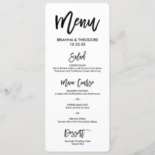 Chic Hand Lettered Bröllop Menu Meny
