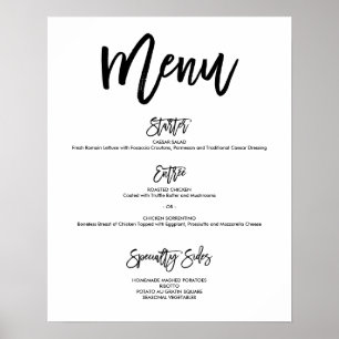 Chic Hand Lettered Bröllop Menu Poster