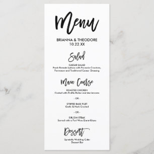 Chic Hand Lettered Bröllop Menu Program