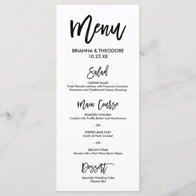 Chic Hand Lettered Bröllop Menu Program (Framsida)