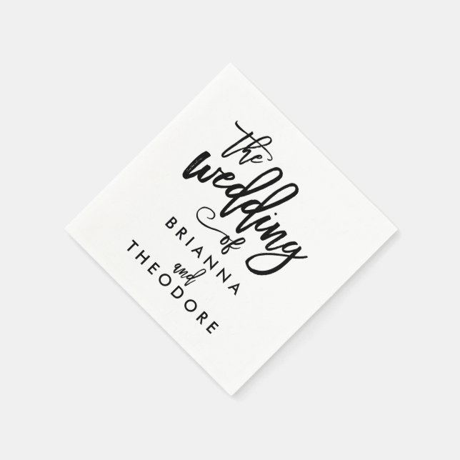 Chic Hand Lettered Bröllop Napkins Pappersservett (Hörn)