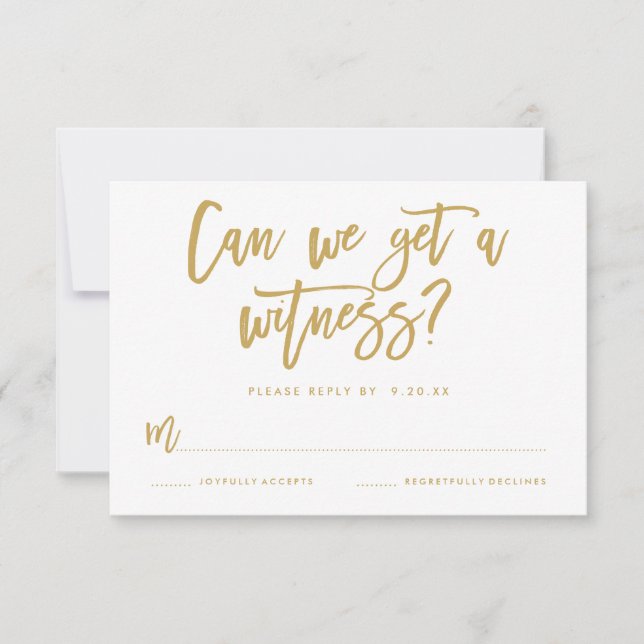 Chic Hand Lettered Bröllop OSA Card i Guld Kort (Framsida)