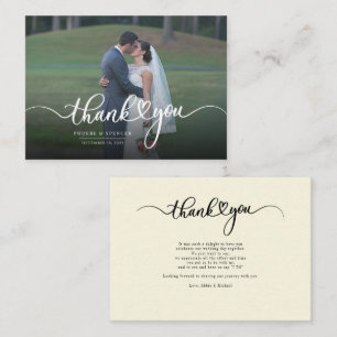 Chic Hand-Lettered Bröllop Photo Tack Anteckningskort