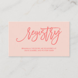 Chic Hand Lettered Bröllop-registreringskort koral Tilläggskort