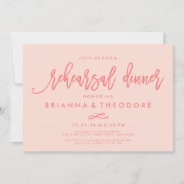 Chic Hand Lettered Bröllop Rehearsal Dinner Coral Inbjudningar