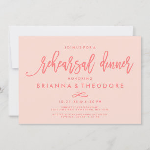 Chic Hand Lettered Bröllop Rehearsal Dinner Coral Inbjudningar