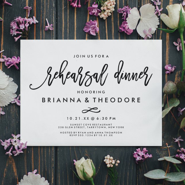 Chic Hand Lettered Bröllop Rehearsal Dinner Inbjudningar (Skapare uppladdad)