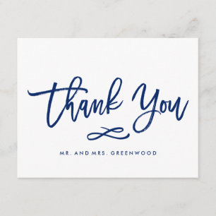 Chic Hand Lettered Bröllop Tack Flat Card Kort