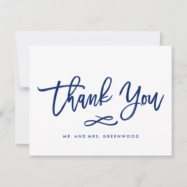 Chic Hand Lettered Bröllop Tack Flat Card Kort (Framsida)