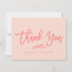 Chic Hand Lettered Bröllop Tack Korall Kort