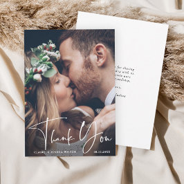 Chic Hand Lettered Bröllop Tack Photo Card