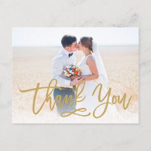 Chic Hand Lettered Bröllop Tack vykort Guld