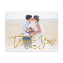 Chic Hand Lettered Bröllop Tack vykort Guld