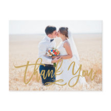 Chic Hand Lettered Bröllop Tack vykort Guld