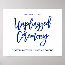 Chic Hand Lettered Bröllop Unplugged Ceremony Sign Poster