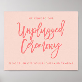 Chic Hand Lettered Bröllop Unplugged Ceremony Sign Poster