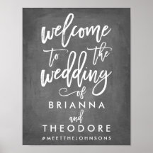 Chic Hand Lettered Bröllop Välkomstskylt