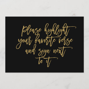 Chic Hand Lettered Bröllop Verse Guest Bok Inbjudningar