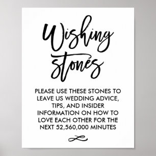 Chic Hand Lettered Bröllop Wishing Stones Sign Poster