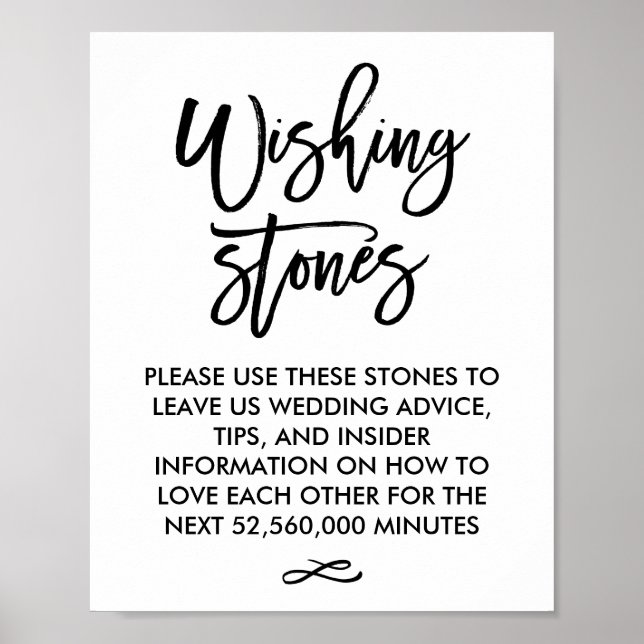 Chic Hand Lettered Bröllop Wishing Stones Sign Poster (Framsidan)