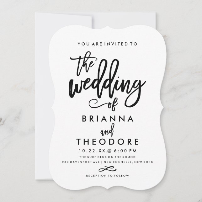 Chic Hand Lettered bröllopsinbjudan Inbjudningar (Framsida)
