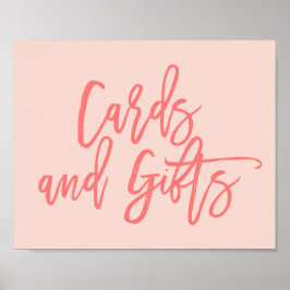 Chic Hand Lettered Coral Cards and Gifts Sign Poster