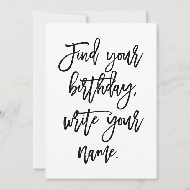 Chic Hand Lettered Find Your Birthday, Kort (Framsida)
