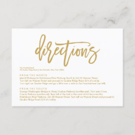 Chic Hand Lettered Guld Bröllop Directions Card Tilläggskort