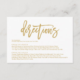 Chic Hand Lettered Guld Bröllop Directions Card Tilläggskort