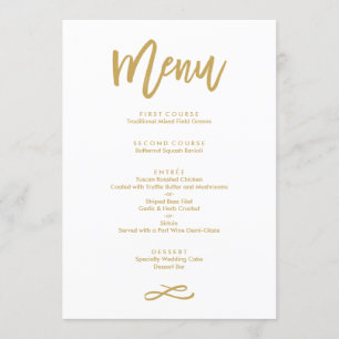 Chic Hand Lettered Guld Bröllop Menu Meny