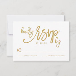 Chic Hand Lettered Guld Bröllop OSA Card