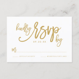 Chic Hand Lettered Guld Bröllop OSA Card Kort