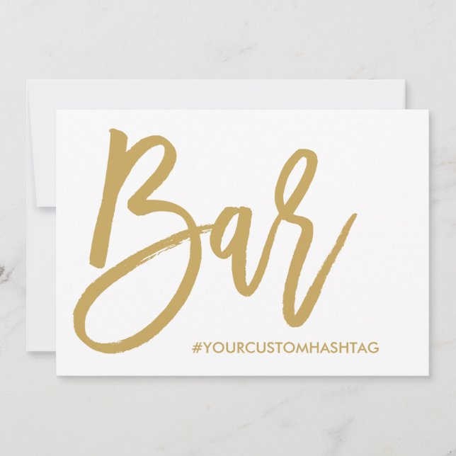 Chic Hand Lettered Guld Bröllop Pub Hashtag Sign (Framsida)