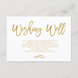 Chic Hand Lettered Guld Bröllop Wishing well Tilläggskort
