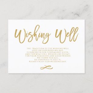 Chic Hand Lettered Guld Bröllop Wishing well Tilläggskort