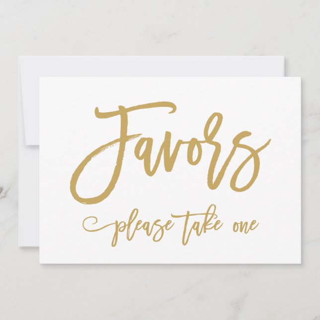 Chic Hand Lettered Guld-bröllopsfavoriter - signer Inbjudningar (Framsida)