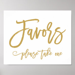 Chic Hand Lettered Guld-bröllopsfavoriter - signer Poster