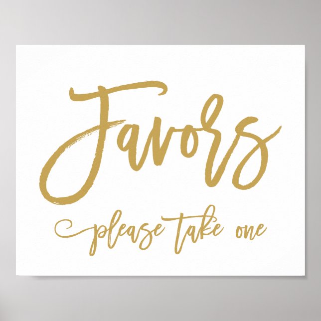 Chic Hand Lettered Guld-bröllopsfavoriter - signer Poster (Framsidan)