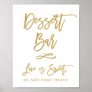 Chic Hand Lettered Guld Dessert Pub Poster