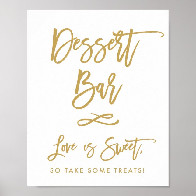 Chic Hand Lettered Guld Dessert Pub Poster (Framsidan)