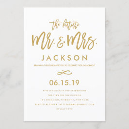 Chic Hand Lettered Guld Förlovningsfest Inbjudningar