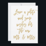 Chic Hand Lettered Guld Photo and Önskemål Rådkort<br><div class="desc">"Lämna ett foto och lite önskemål för den nya Mr. Och Mrs."</div>