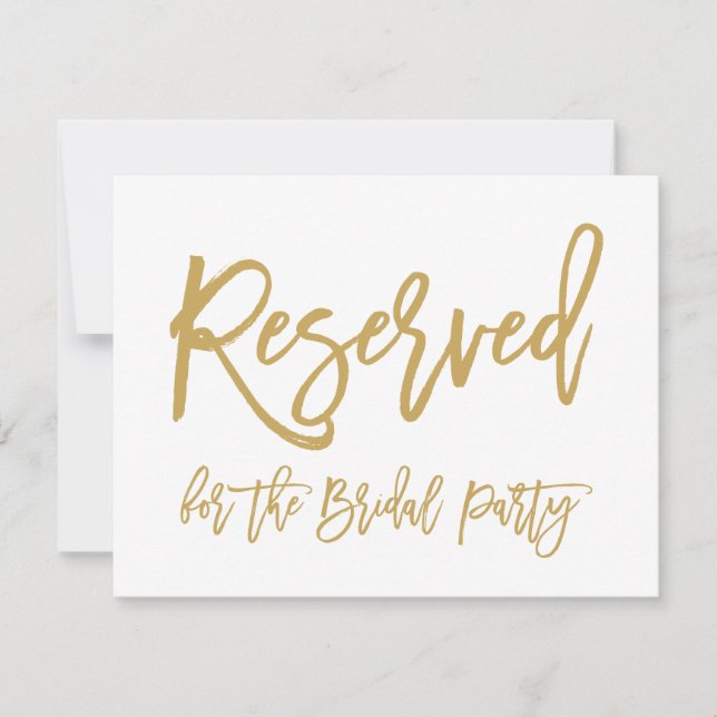 Chic Hand Lettered Guld Reserved Brudens sida Inbjudningar (Framsida)