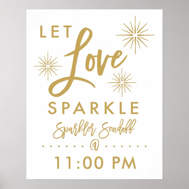 Chic Hand Lettered Guld Sparkler Sendoff-tecken Poster (Framsidan)