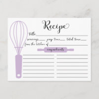 Chic Hand Lettered Lavender Whisk Recept Card