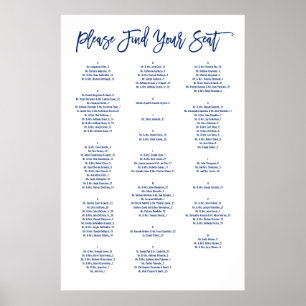 Chic Hand Lettered Navy Alfabetical Sektdiagram Poster