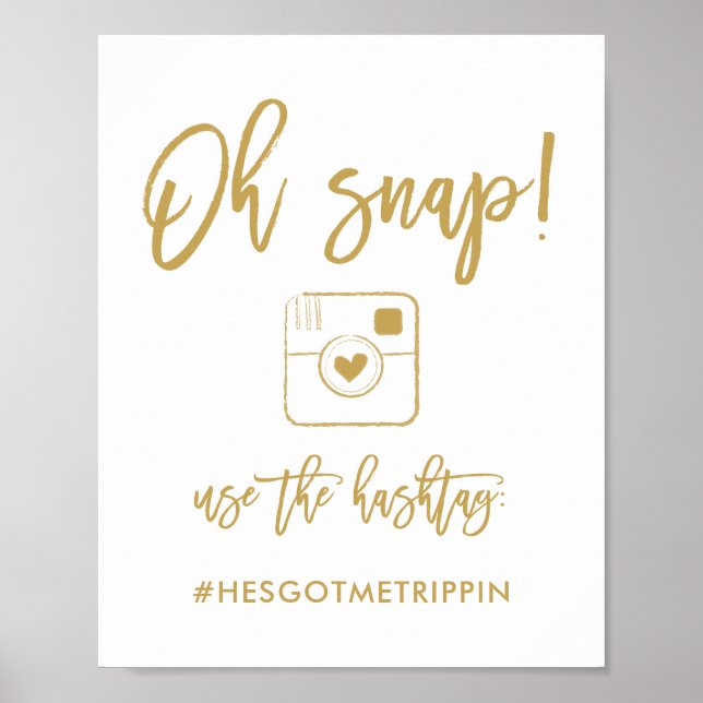 Chic Hand Lettered Oh Snap Hashtag Sign Poster (Framsidan)
