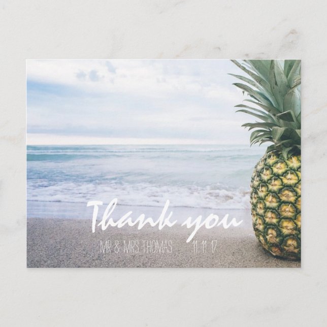 Chic Hand Lettered Pineapple Tack Postcard Vykort (Framsida)