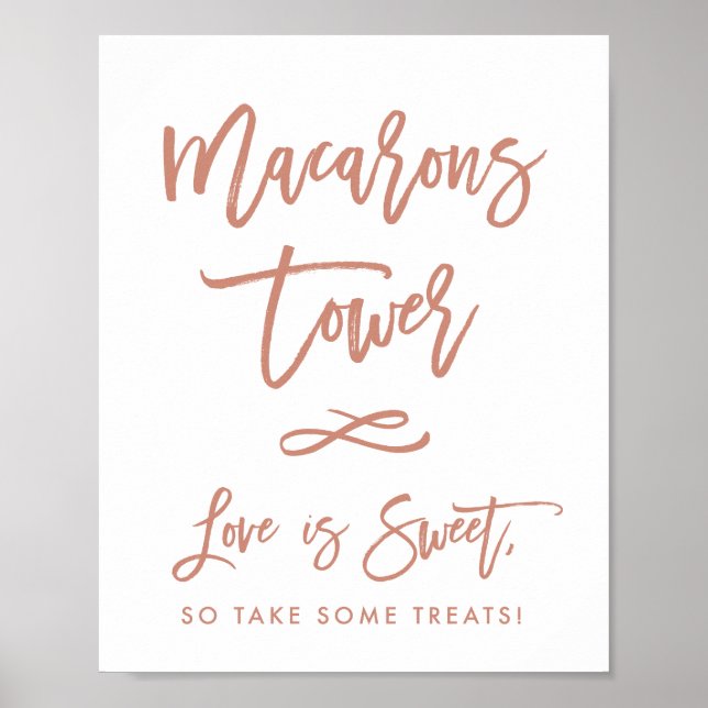 Chic Hand Lettered Ro Bröllop Macarons-tecken Poster (Framsidan)