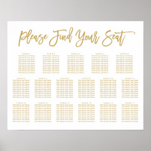 Chic Hand Lettered Seating Chart Guld 17 bord Poster